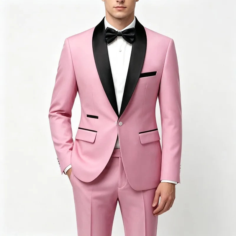 Men's Contrast-Collar Two-Piece Suit