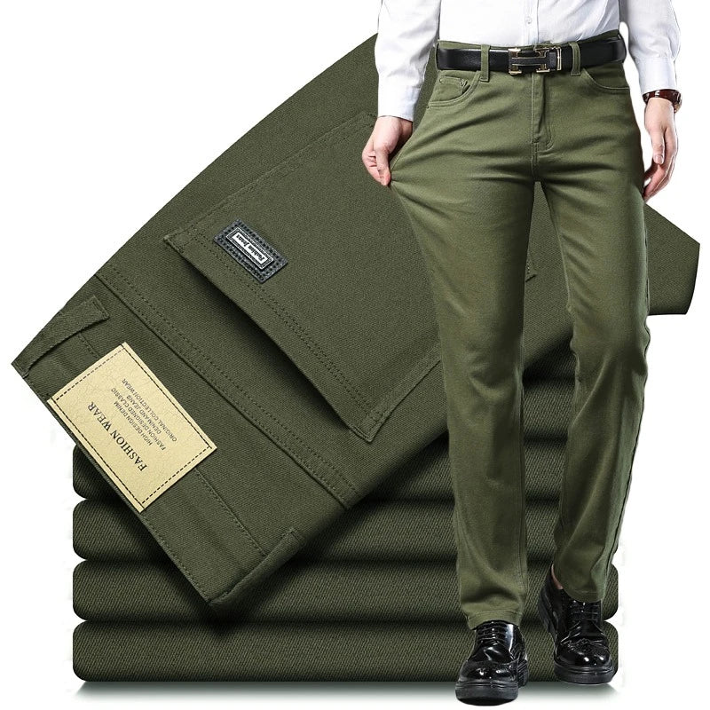 Men's Straight-Leg Stretch Denim Jeans - Business Casual Style — product view