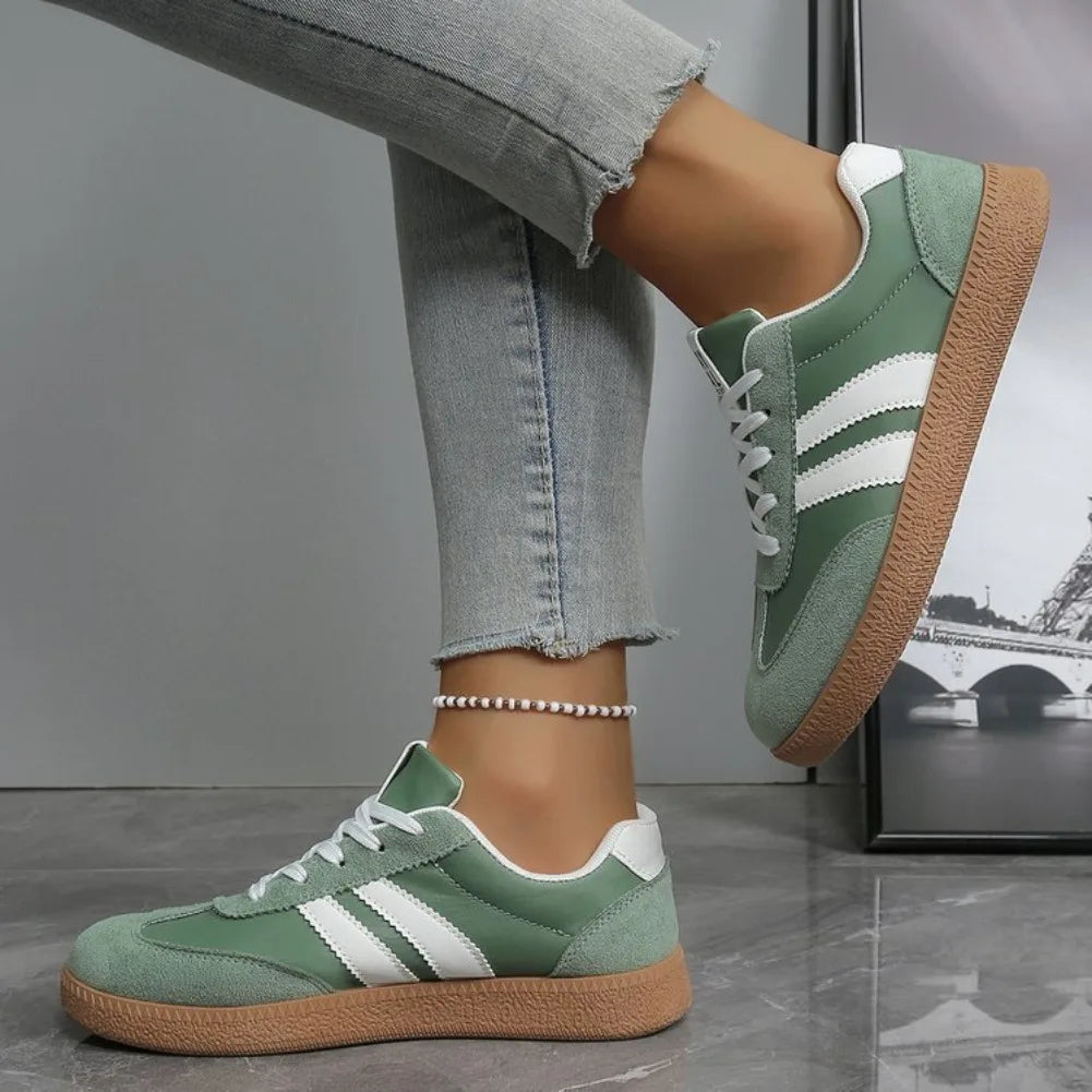 Women's Striped Lace-Up Sneakers — product view
