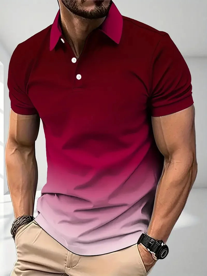 Men's Gradient Print Polo Shirt