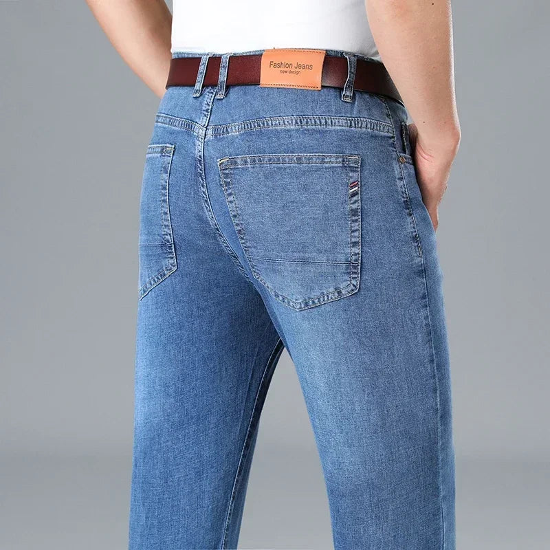 Men's Gray Regular Fit Stretch Denim Jeans — product view