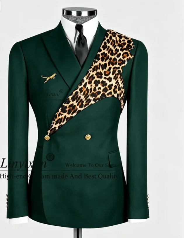 Men's Leopard Print 2-Piece Slim Fit Suit Set — product view