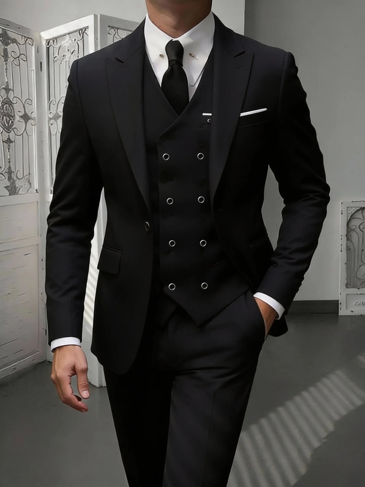 Men's 3-Piece Slim Fit Notched Lapel Suit Set — product view