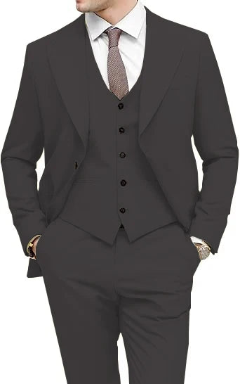 Men's 3-Piece Slim Fit Peak Lapel Suit Set — product view