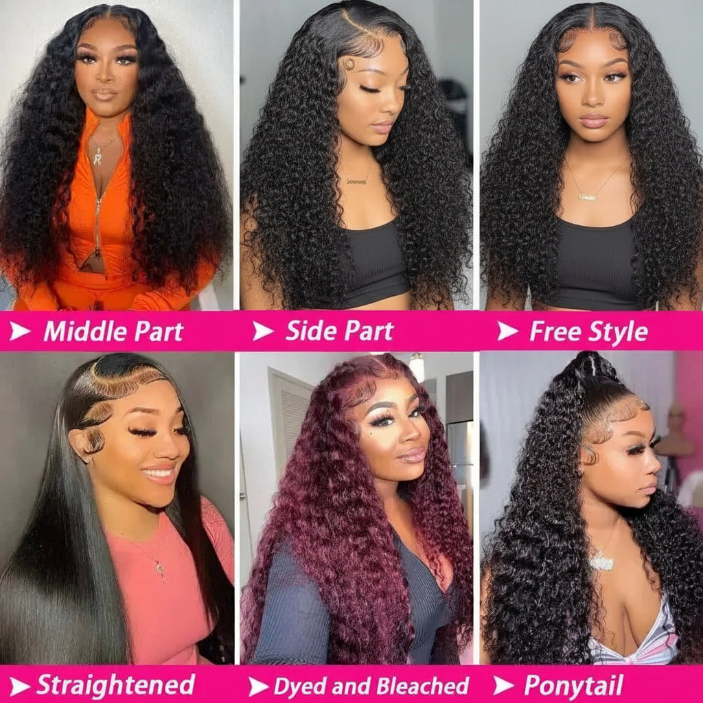 Women's Black Deep Wave Human Hair Lace Wig — product view