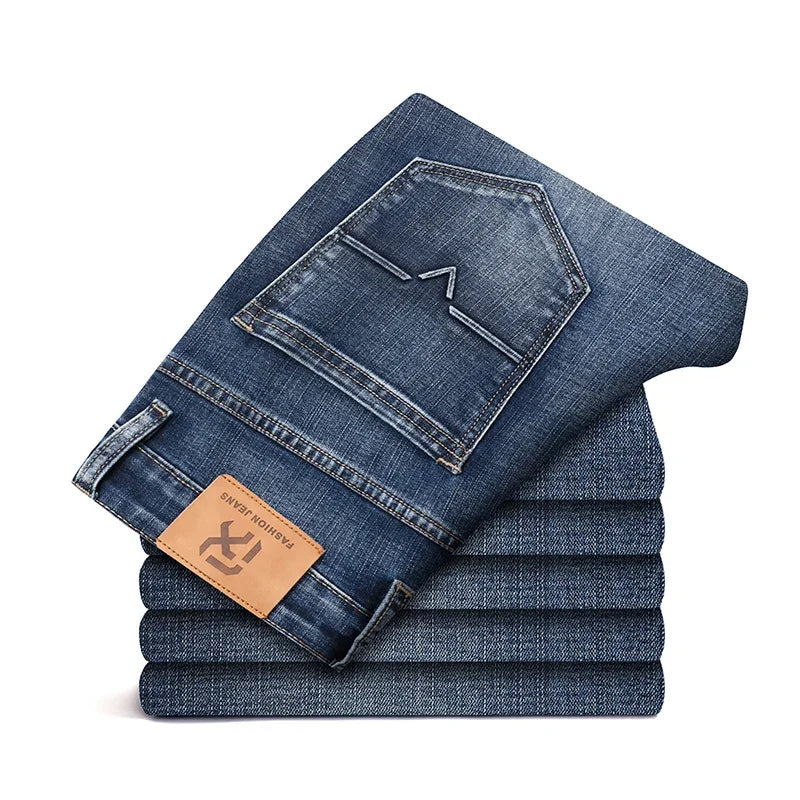 Men's Blue Regular Fit Stretch Denim Jeans — product view
