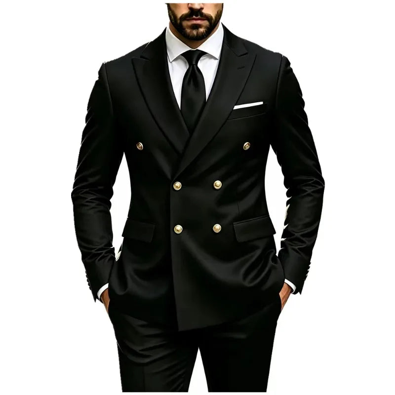 Men's Peak-Lapel Suit with Gold-Tone Buttons