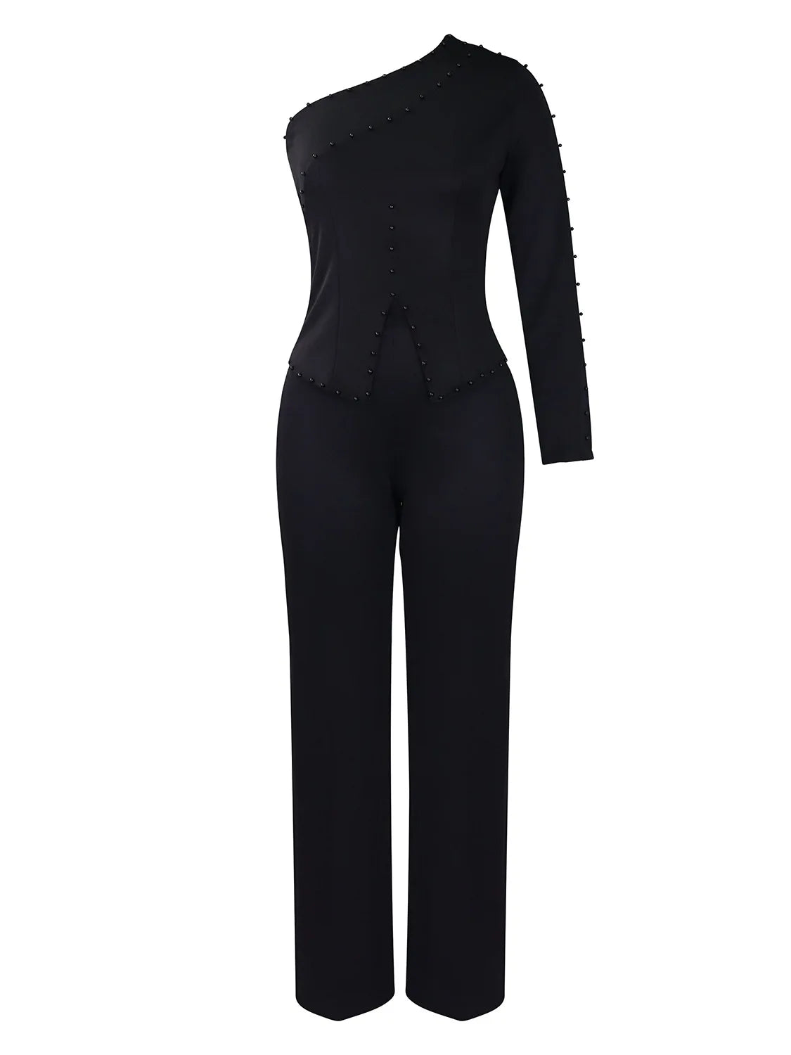 Women's Beaded One-Shoulder Top & Pants Set