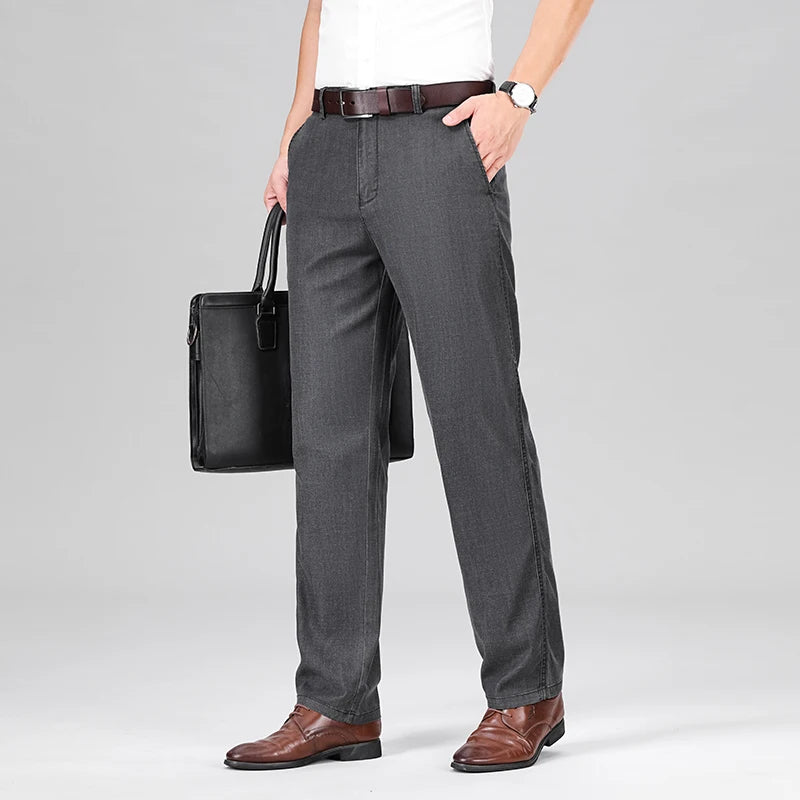 Men's Gray Loose Fit Stretch Denim Jeans - Lightweight — product view