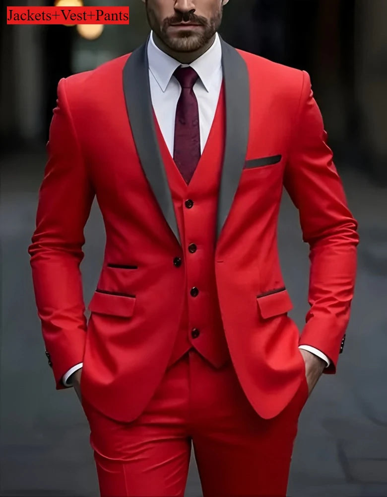 Men's Slim-Fit Notched Lapel Suit Set — product view