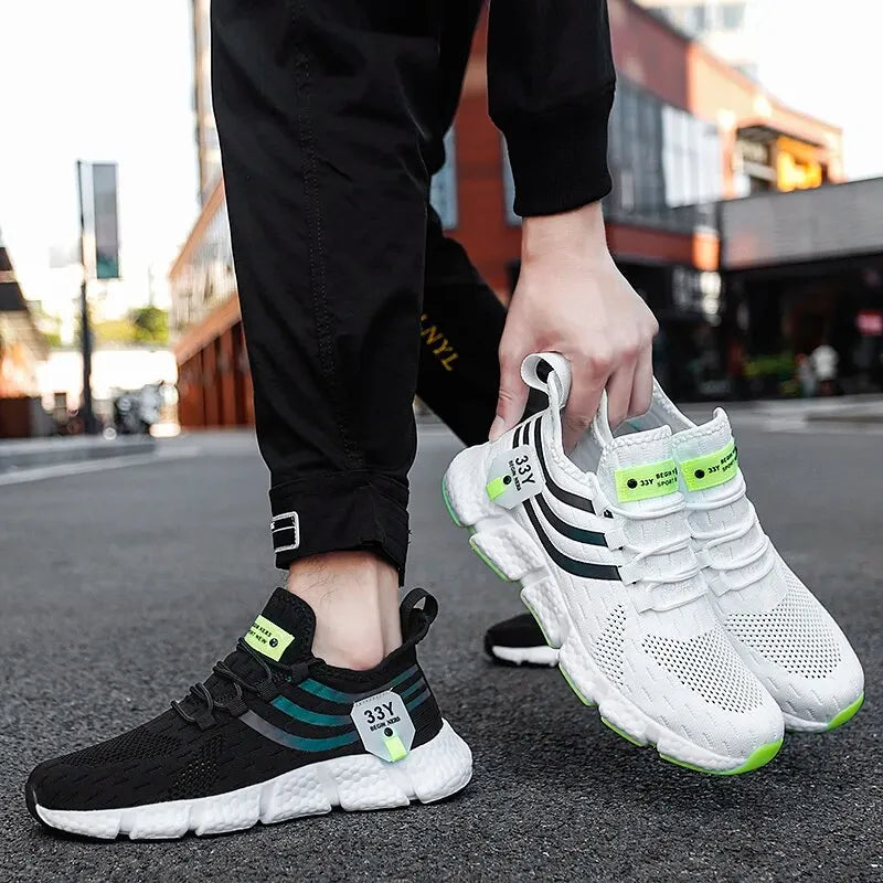 Men's Black Mesh Athletic Sneakers