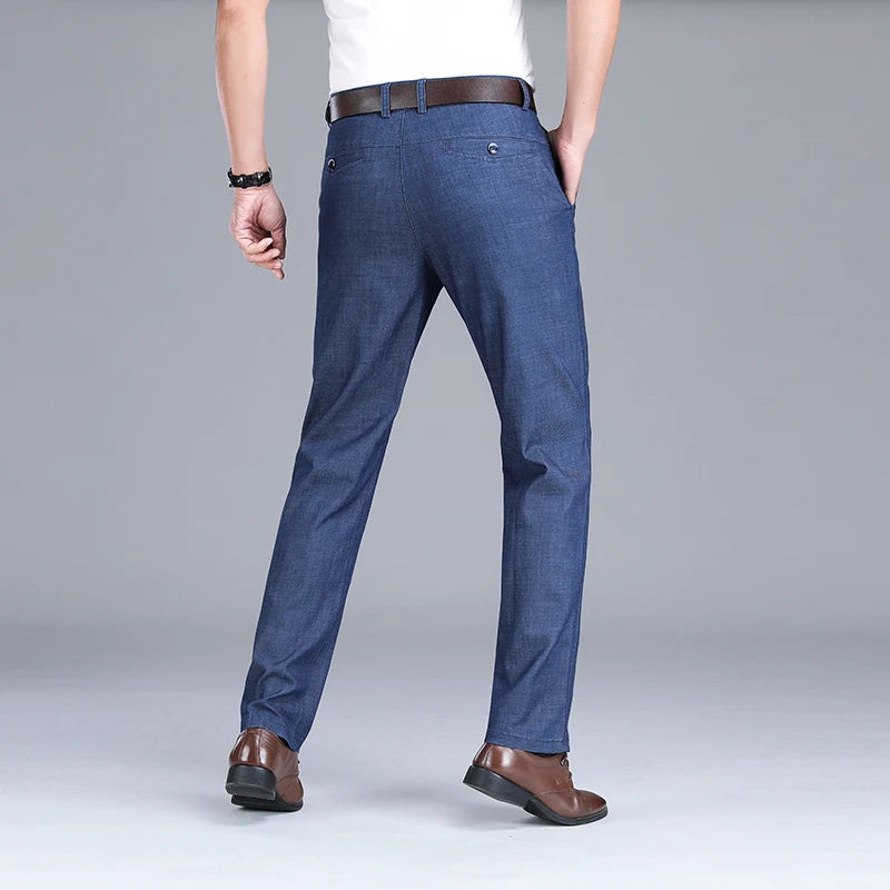 Men's Gray Loose Fit Stretch Denim Jeans - Lightweight — product view