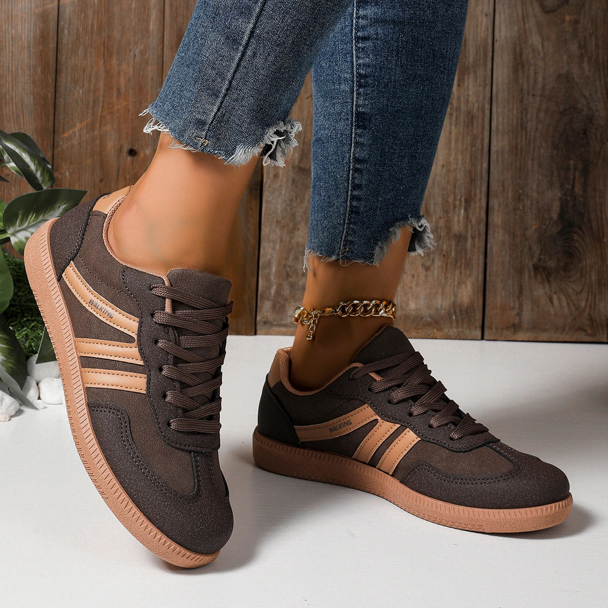 Women's Brown Round-Toe Casual Shoes — product view