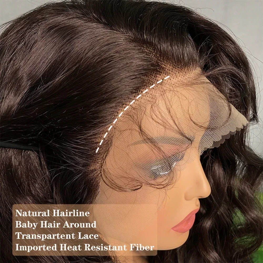 Light Brown Synthetic Lace Wig Super Long Loose Wave 13x6 Lace - OSASCO