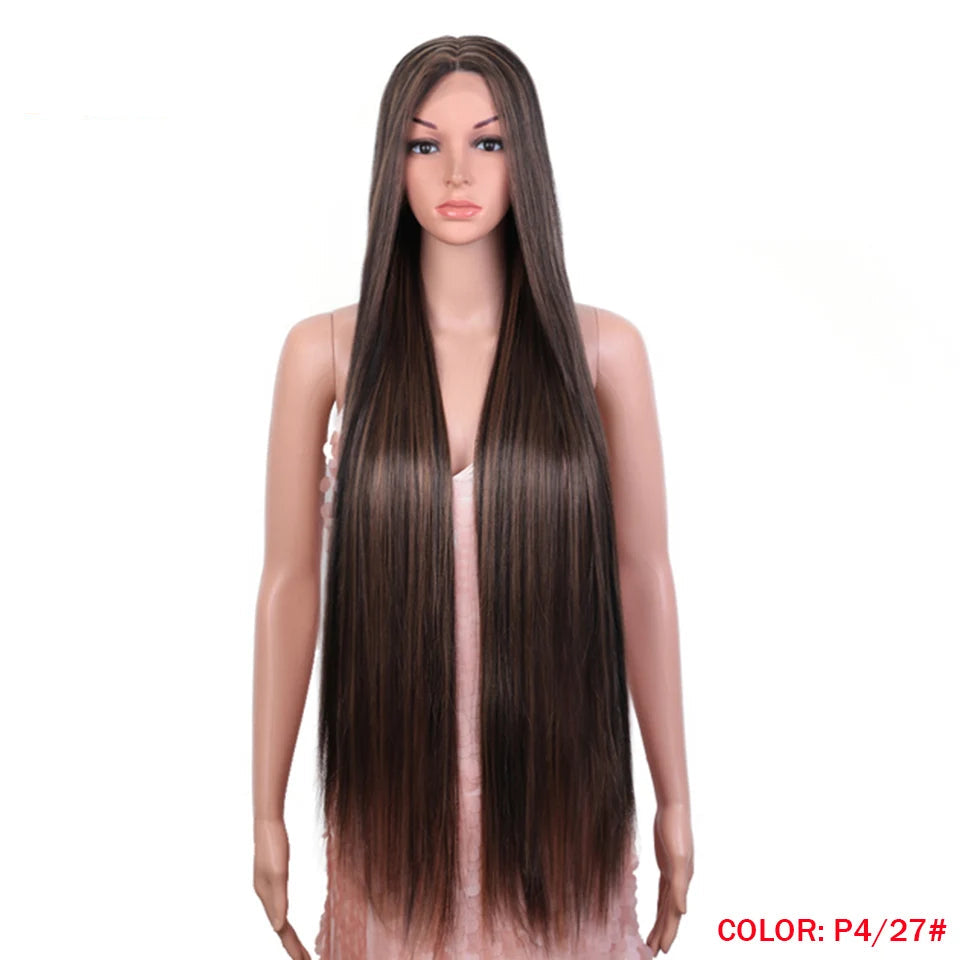 38 Inch Straight Hair Synthetic Lace Front Wig High Temperature Fiber - OSASCO