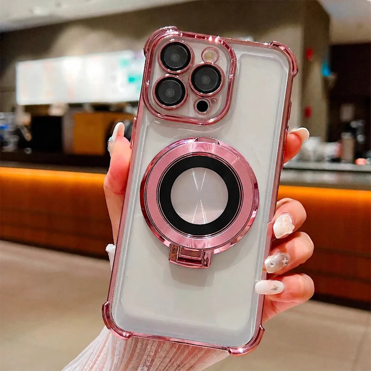 Metallic Magnetic Ring Stand Phone Case for iPhone 18 Pro Max, iPhone 18 Pro, iPhone 17 Pro, iPhone 17 Pro Max, iPhone 16 Pro Max, iPhone 17, iPhone 16 Pro, iPhone 16 Plus, iPhone 15 Pro Max, iPhone 16, iPhone 15 Pro & More Models