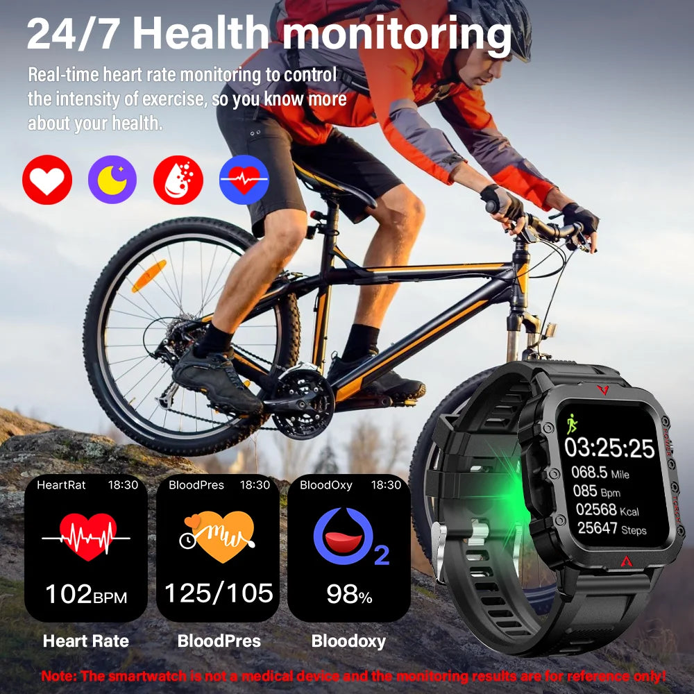 Outdoor 2.01-Inch Calling Smartwatch with Flashlight