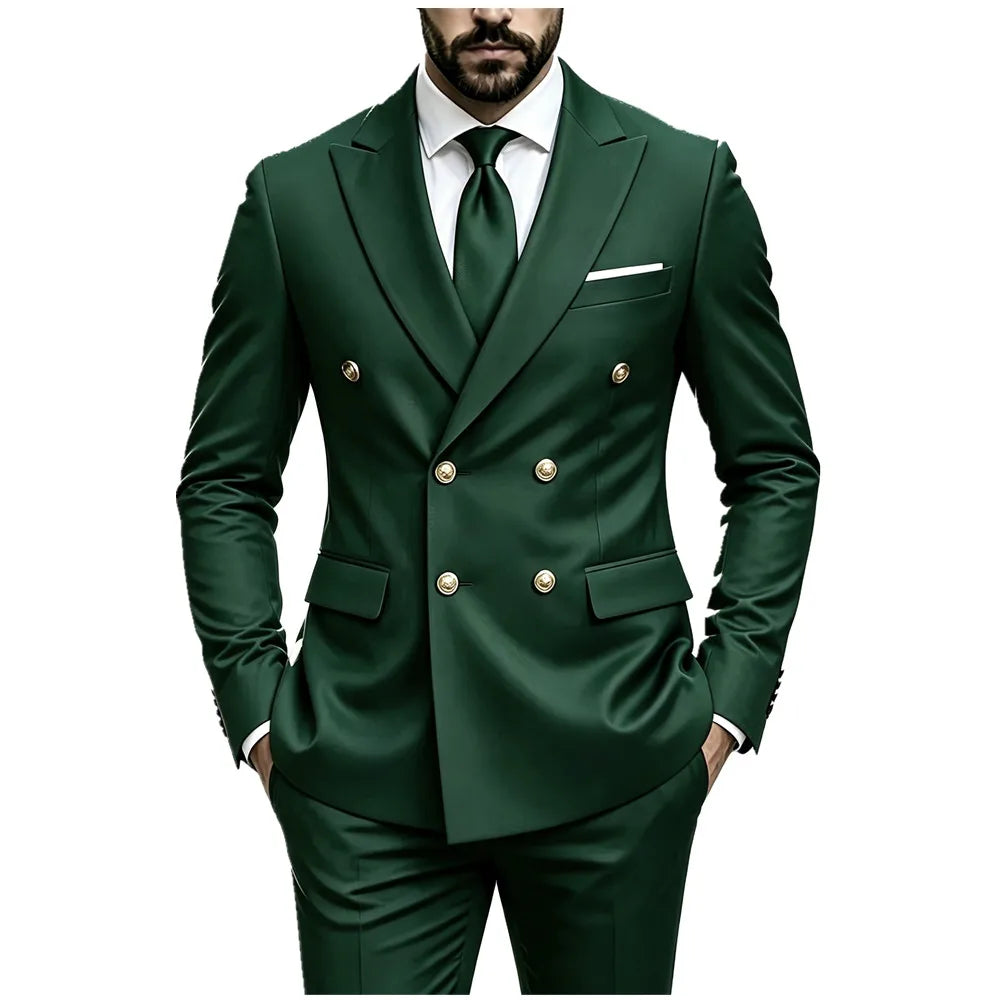 Men's Peak-Lapel Suit with Gold-Tone Buttons