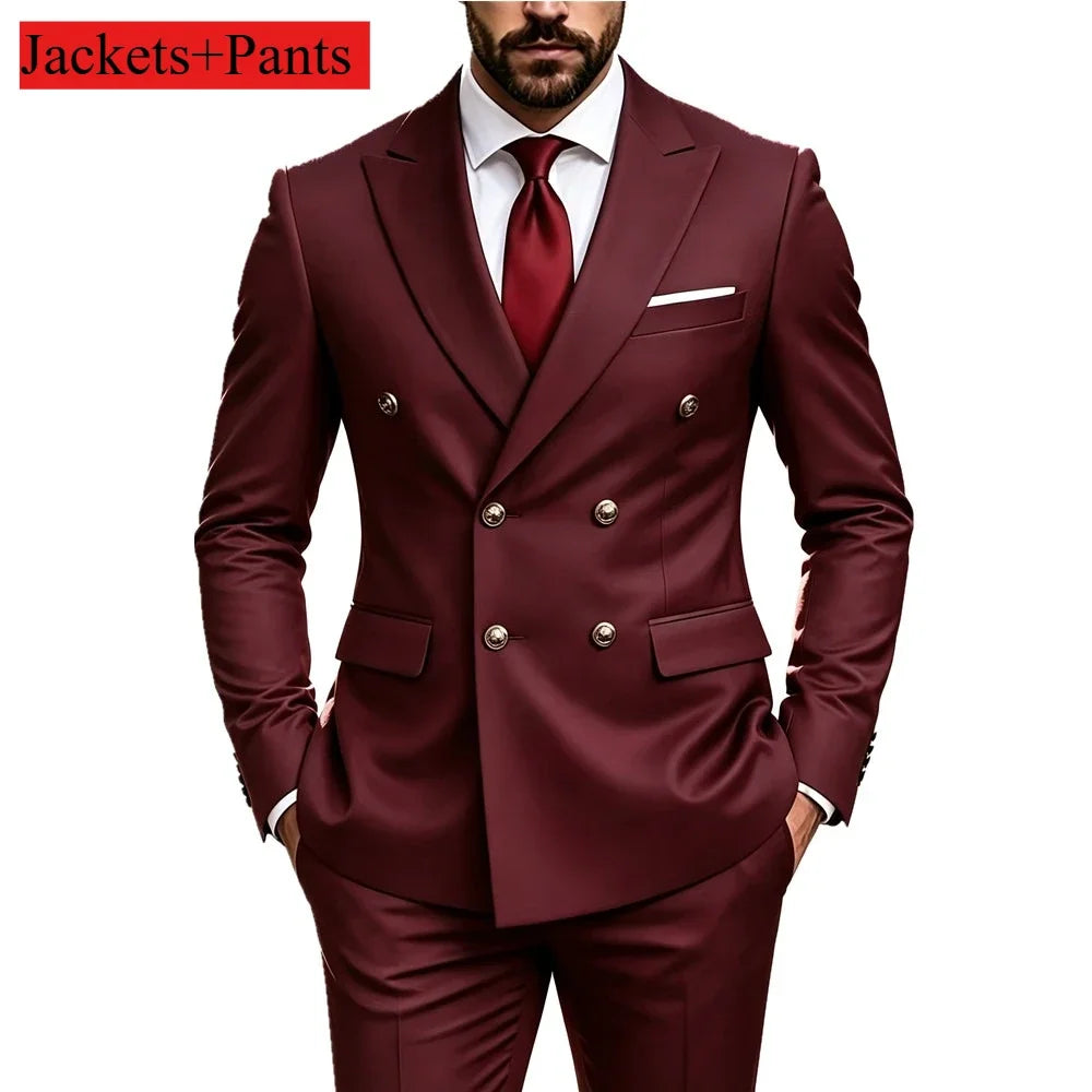Men's Peak-Lapel Suit with Gold-Tone Buttons