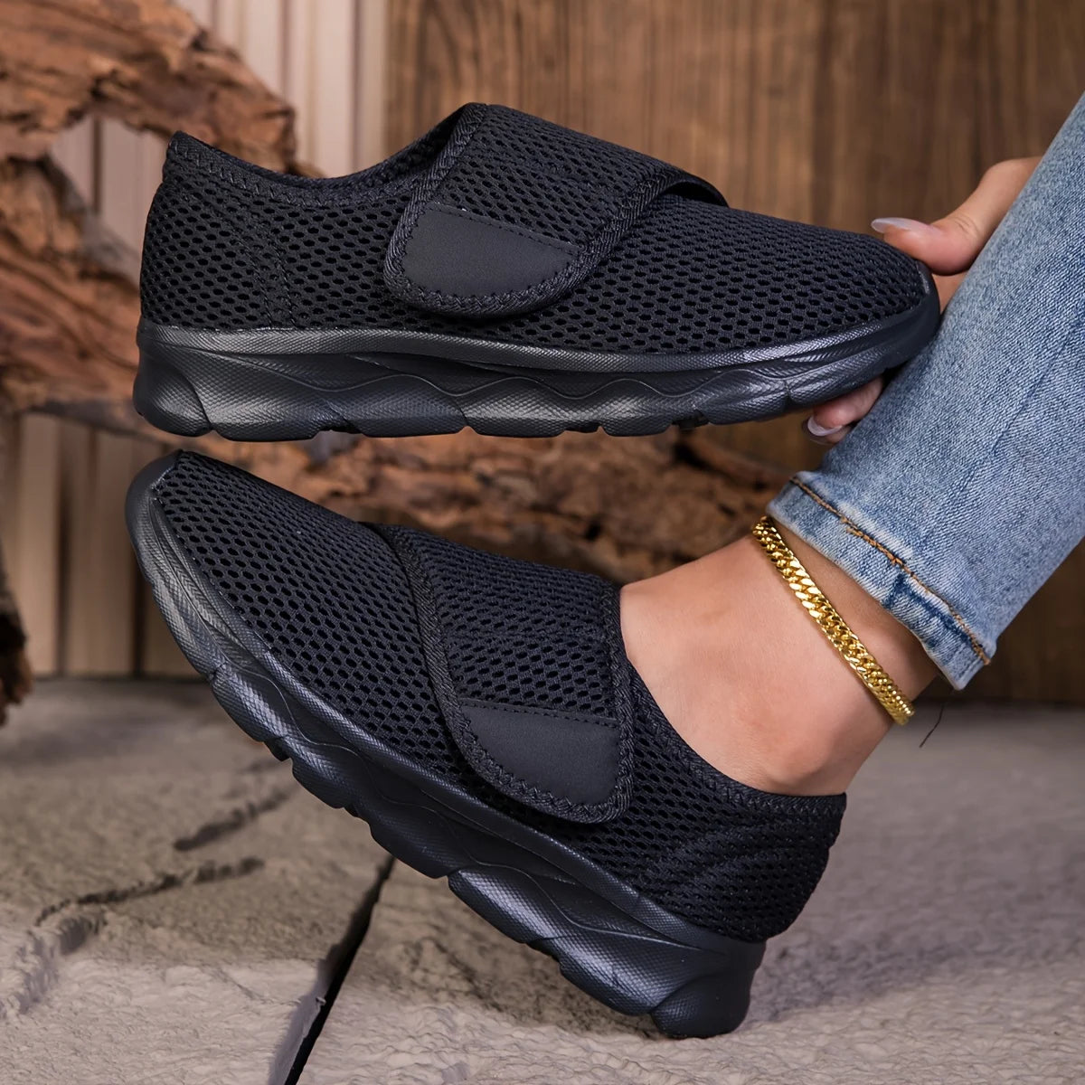 Hook-and-Loop Walking Sneakers — product view