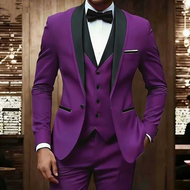 Men's Three-Piece Groom & Groomsman Suit