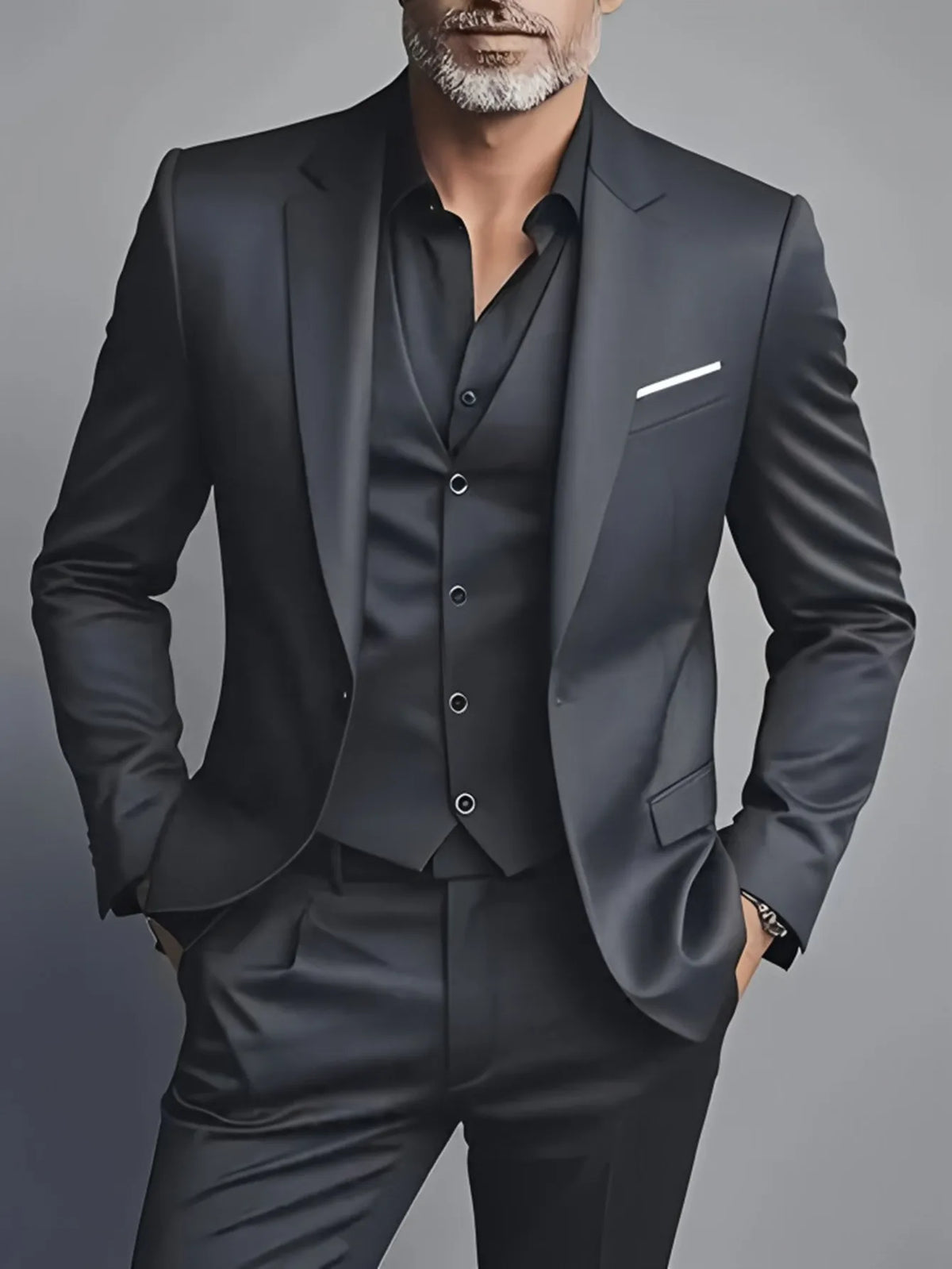 Men's Black Slim-Fit Suit Set — product view