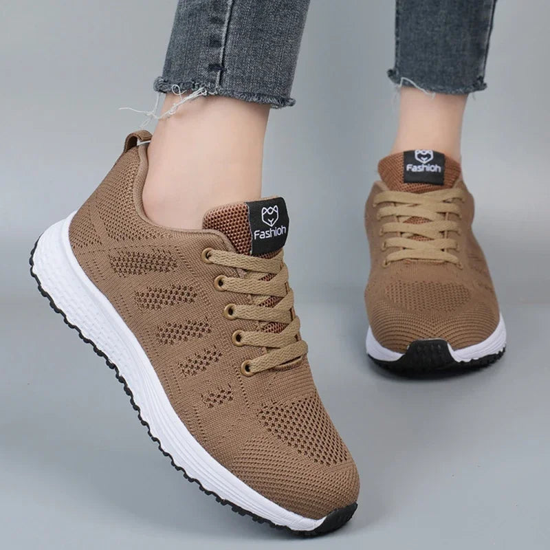 Women's Mesh Lace-Up Walking Sneakers — product view