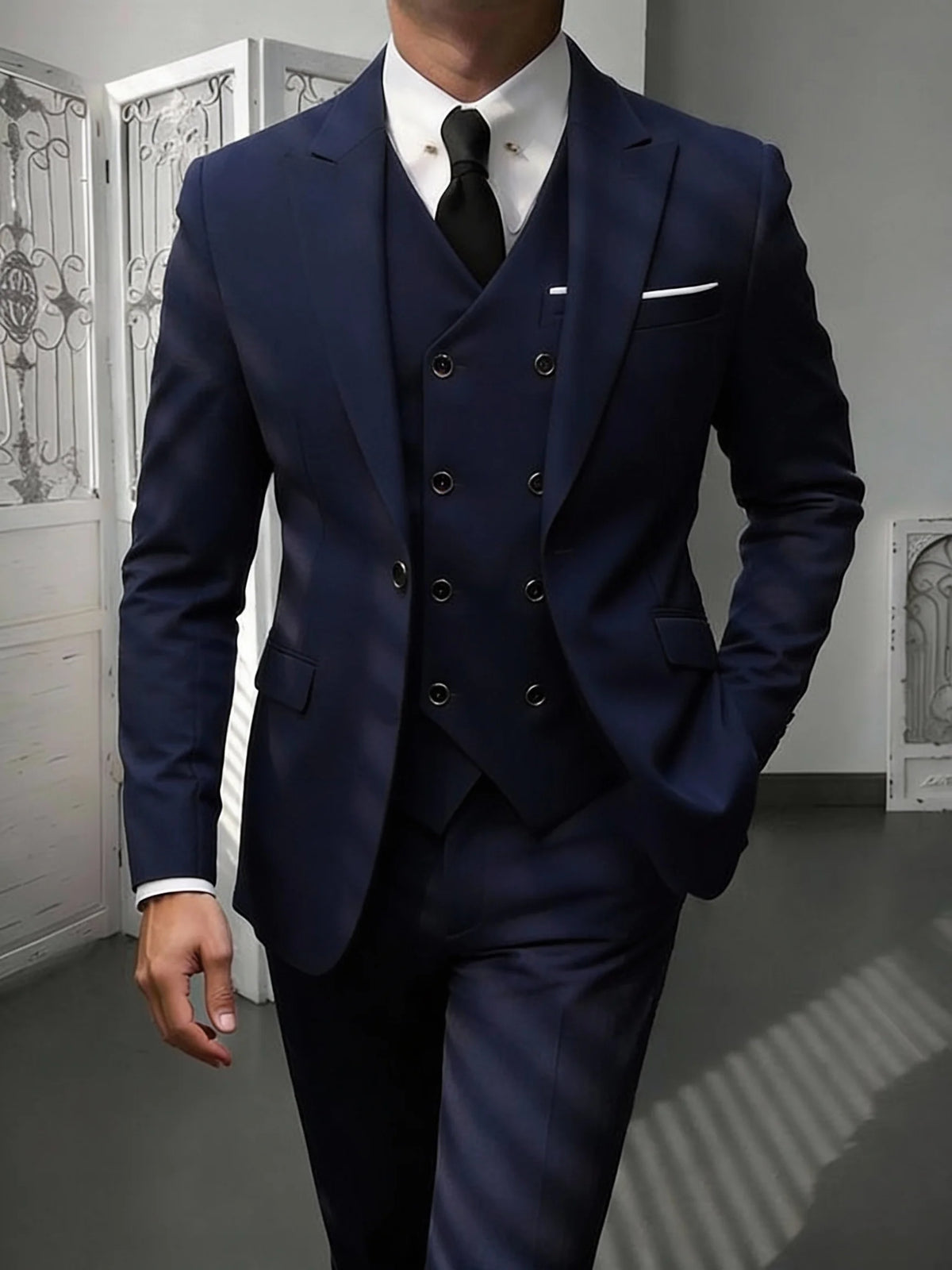 Men's 3-Piece Slim Fit Notched Lapel Suit Set — product view
