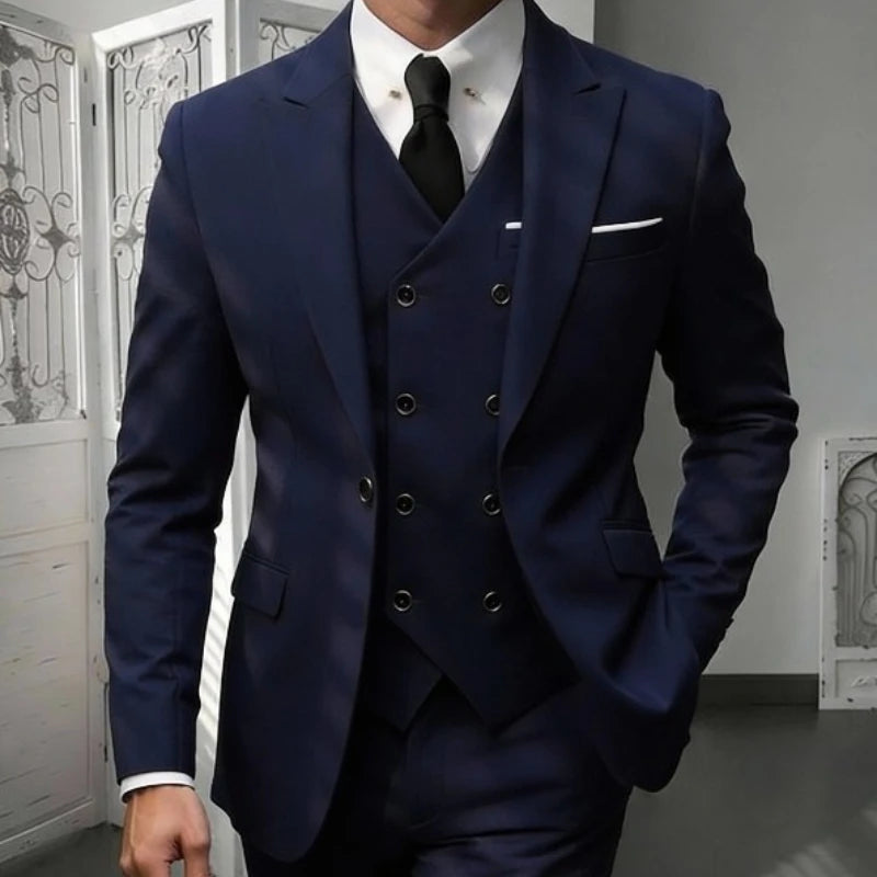 Men's 3-Piece Slim Fit Notched Lapel Suit Set — product view
