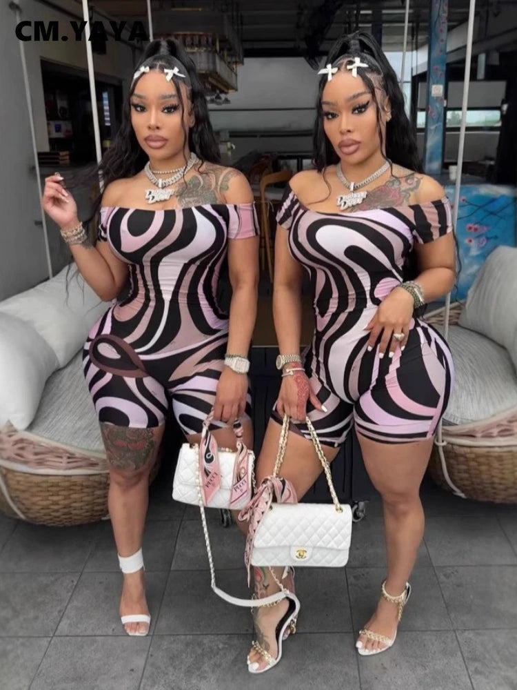 Women's Geometric-Print Slash-Neck Jumpsuit
