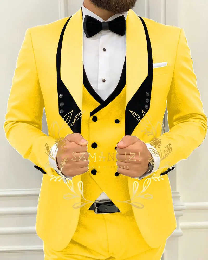 Men's Royal Blue 3-Piece Slim Fit Suit Set — product view