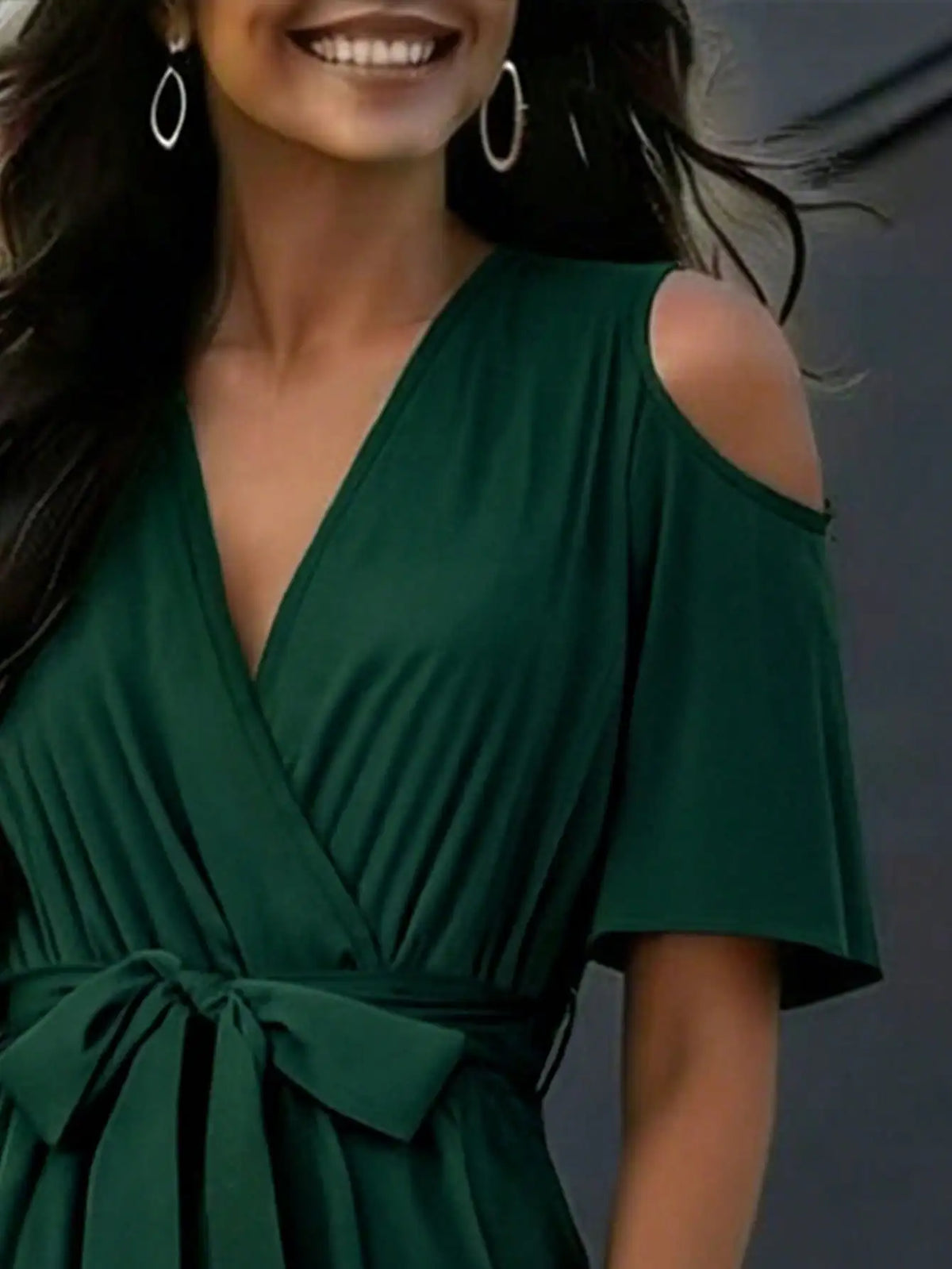 Women's Cold-Shoulder Wrap Jumpsuit
