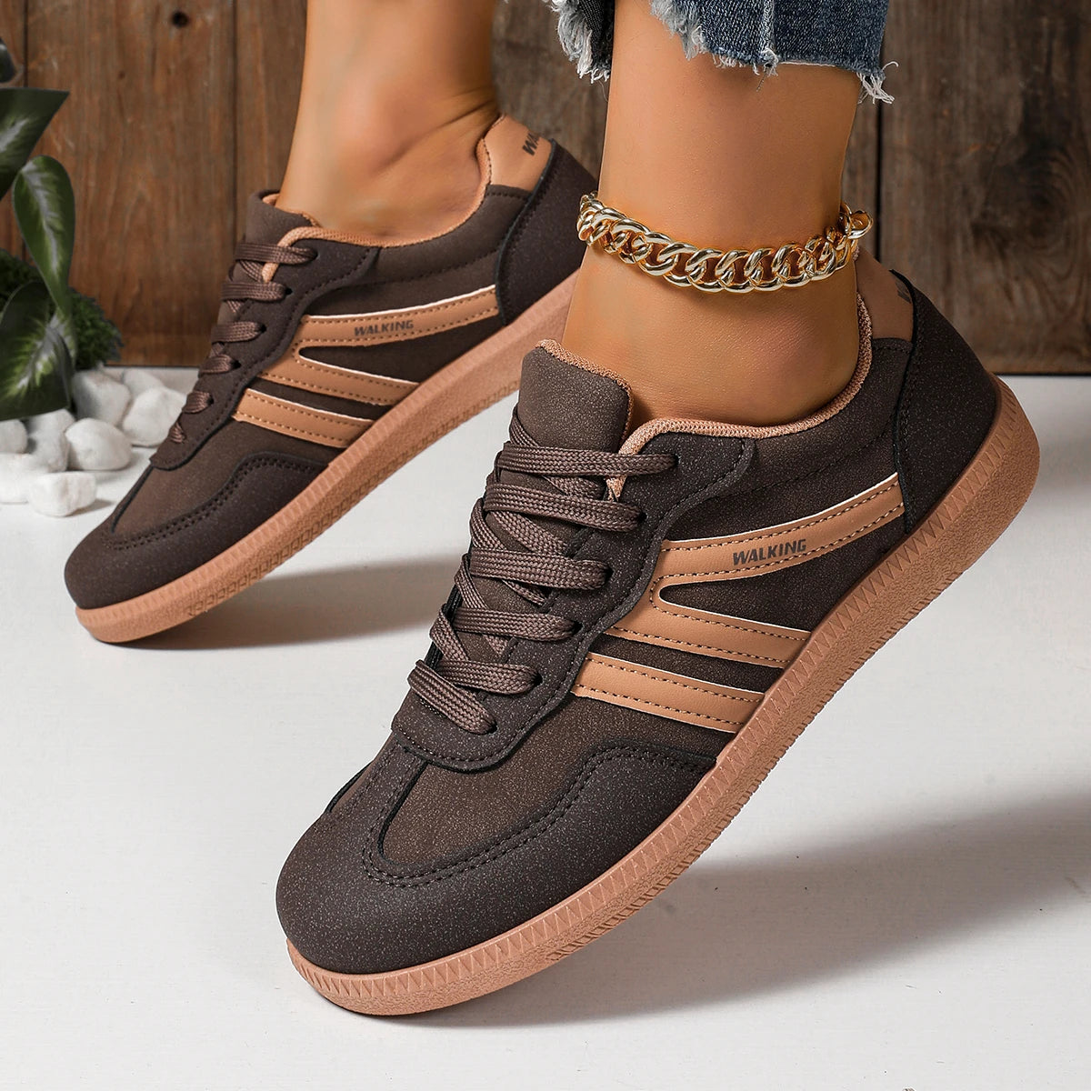 Women's Brown Round-Toe Casual Shoes — product view