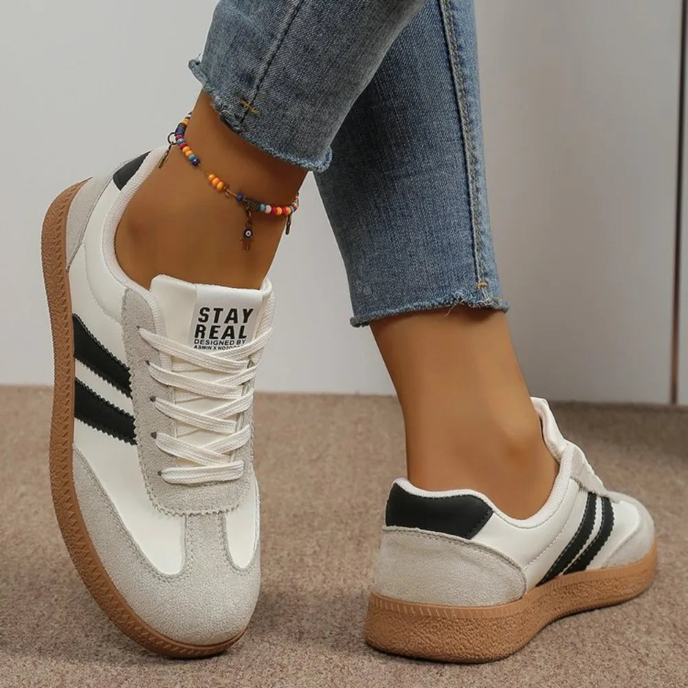 Women's Striped Lace-Up Sneakers — product view