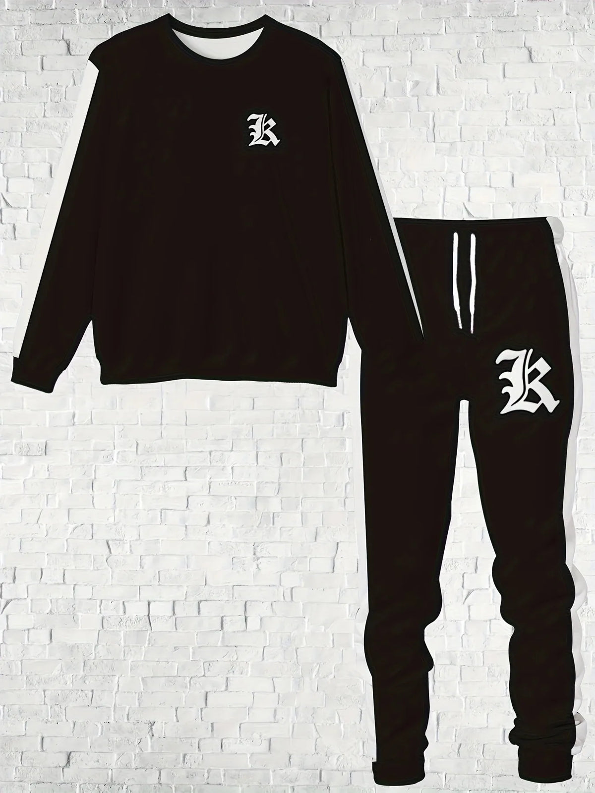 Men's Letter Print Sweatshirt & Pants Set