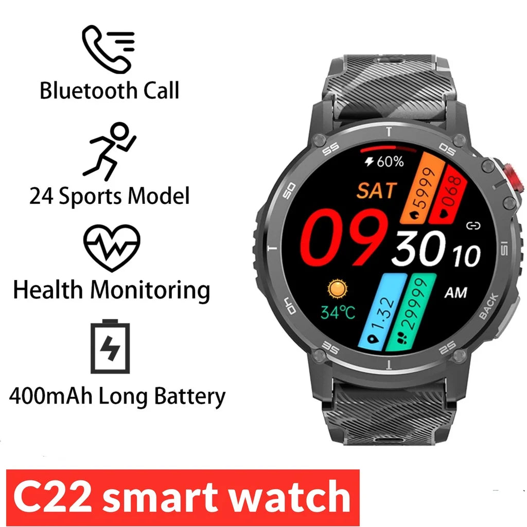 Outdoor 1.6-Inch Smartwatch with Music Control