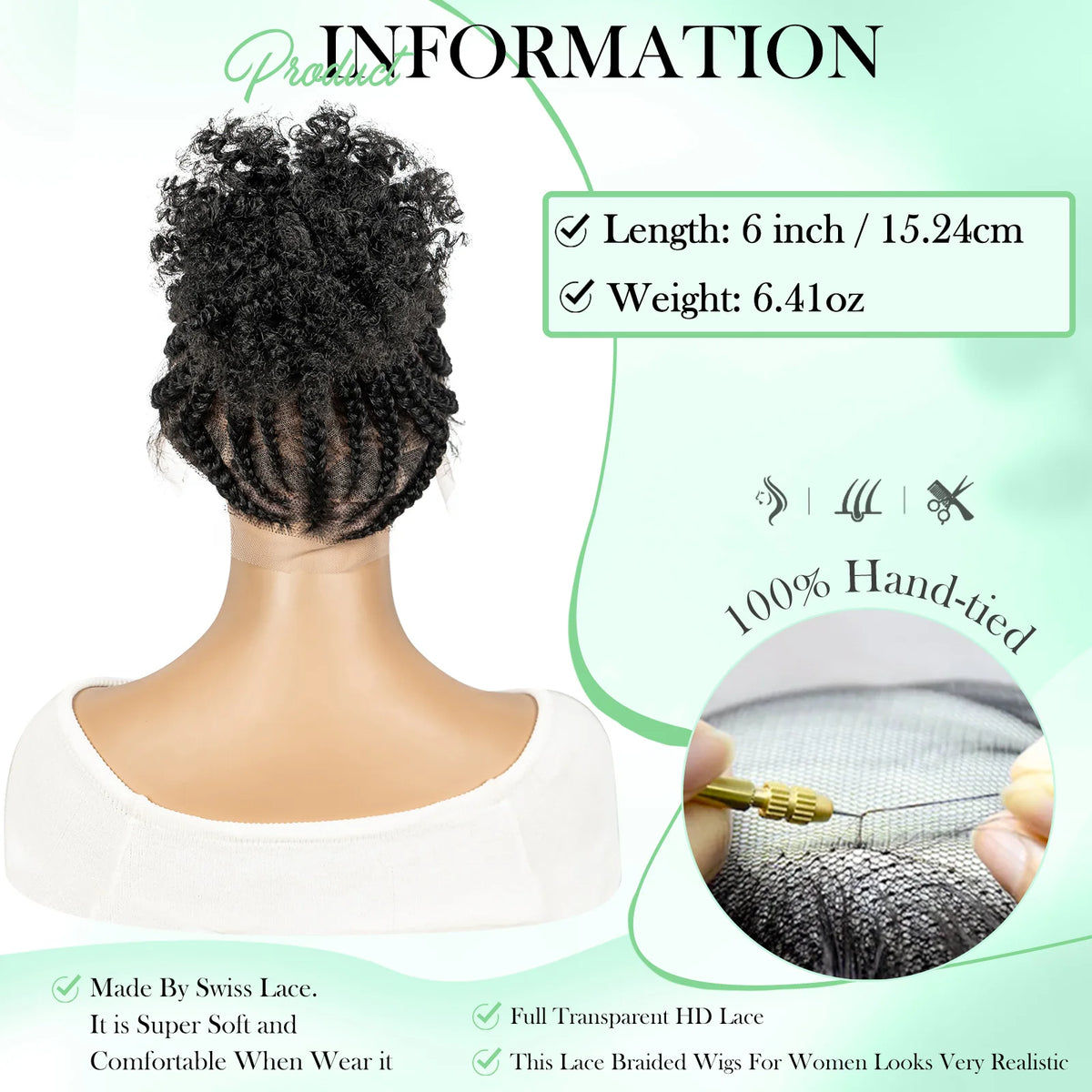 Women's Black Curly Synthetic Wig — product view