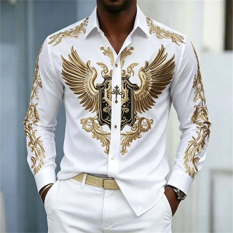 Men's Animal Print Long-Sleeve Casual Shirt