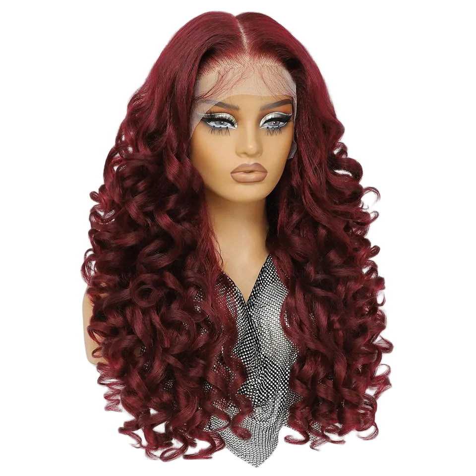Lace Front Wig Curly Latisha Synthetic Blonde Pink Blue Black White - OSASCO