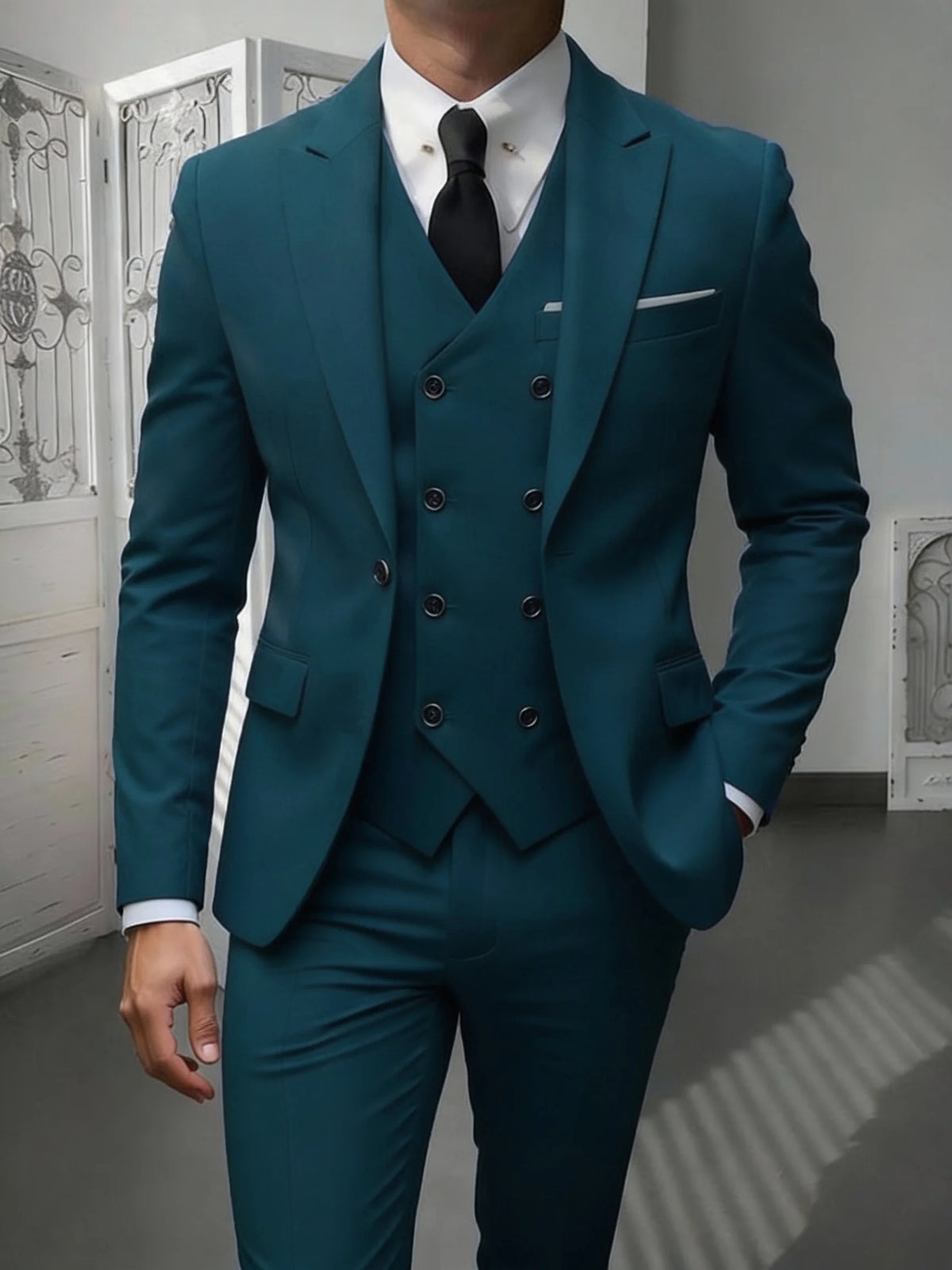 Men's 3-Piece Slim Fit Notched Lapel Suit Set — product view