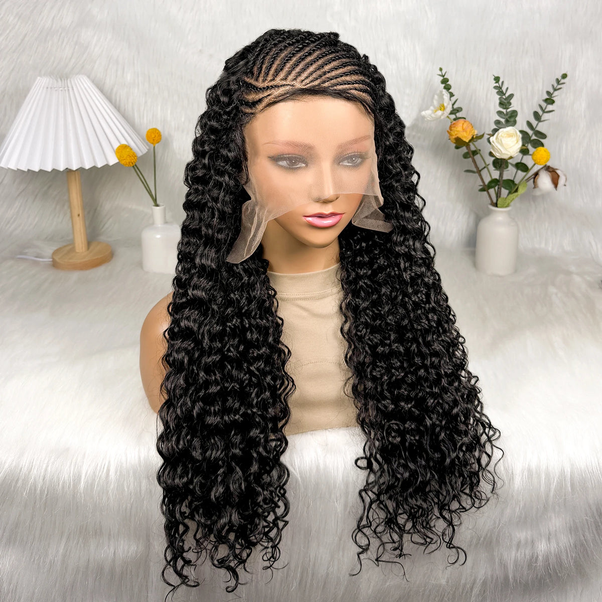 Synthetic Full Lace Box Braided Wig 26 Inch Boho Curly Braids Wig - OSASCO