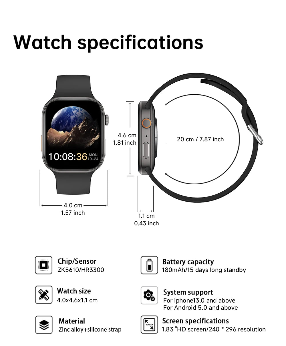 1.83-Inch Calling Smartwatch with Sleep Features