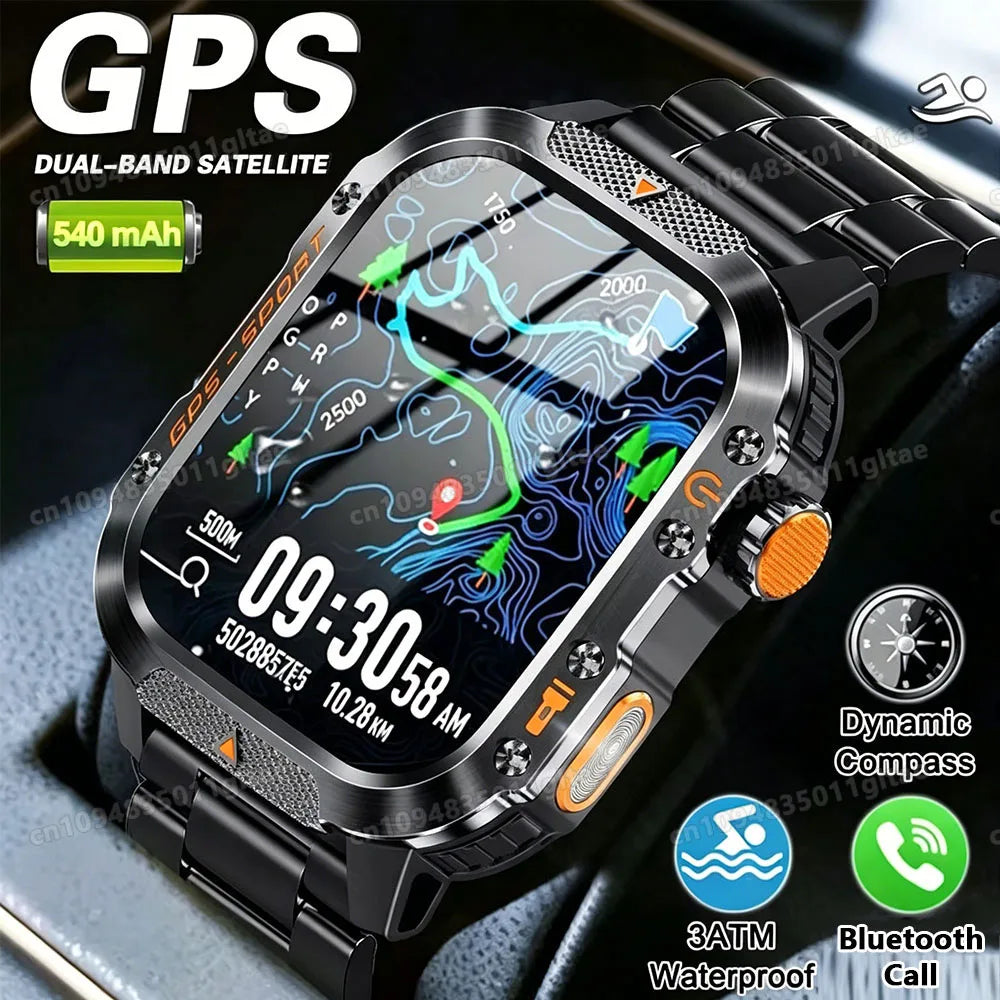 Outdoor 1.73-Inch Calling Smartwatch with Flashlight