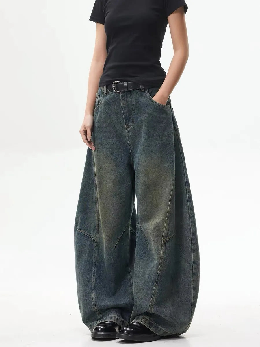 Women's Vintage-Wash Wide-Leg Jeans — product view