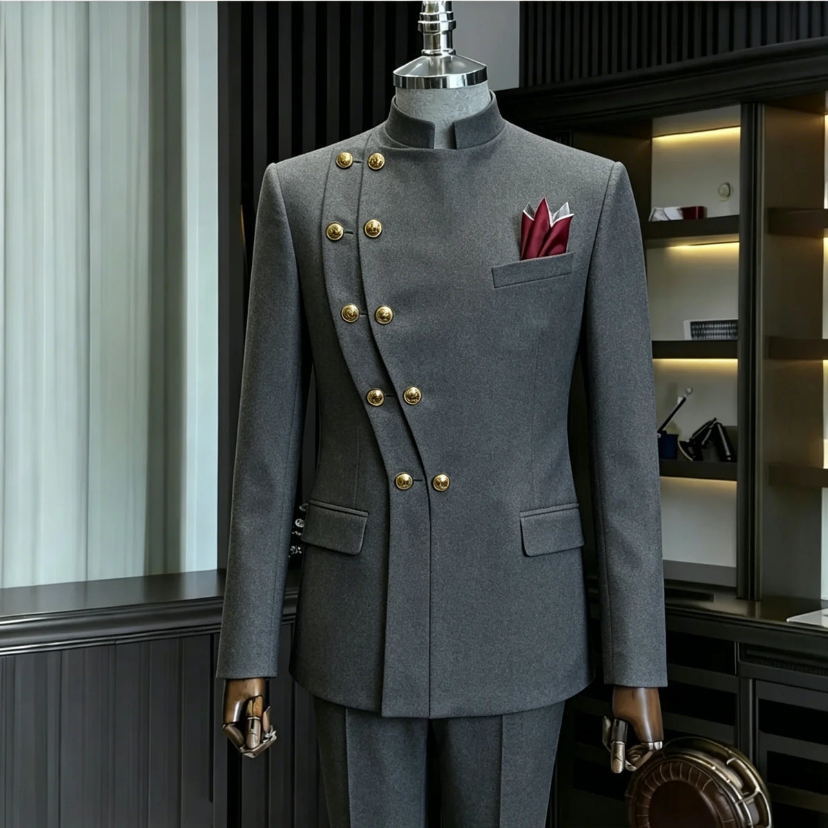 Men's Navy 2-Piece Double-Breasted Suit Set — product view
