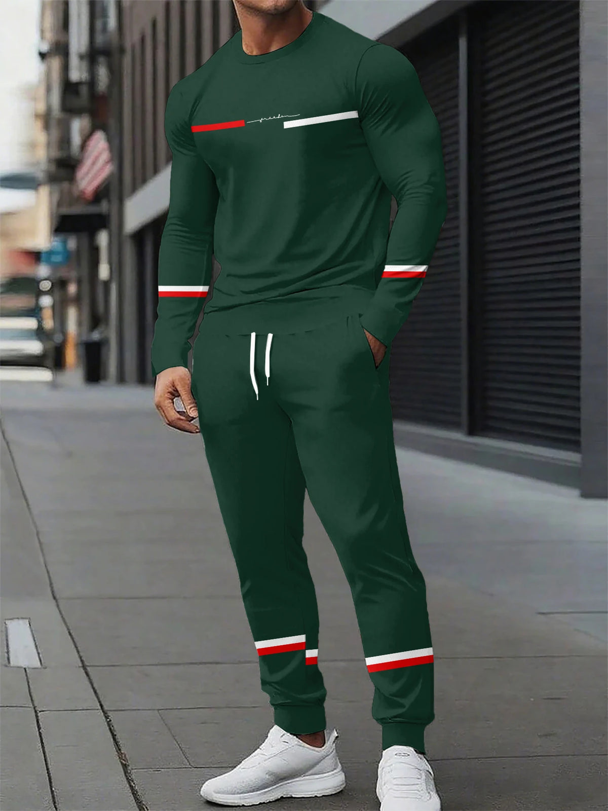 Men's Graphic Print Sweatshirt & Pants Set