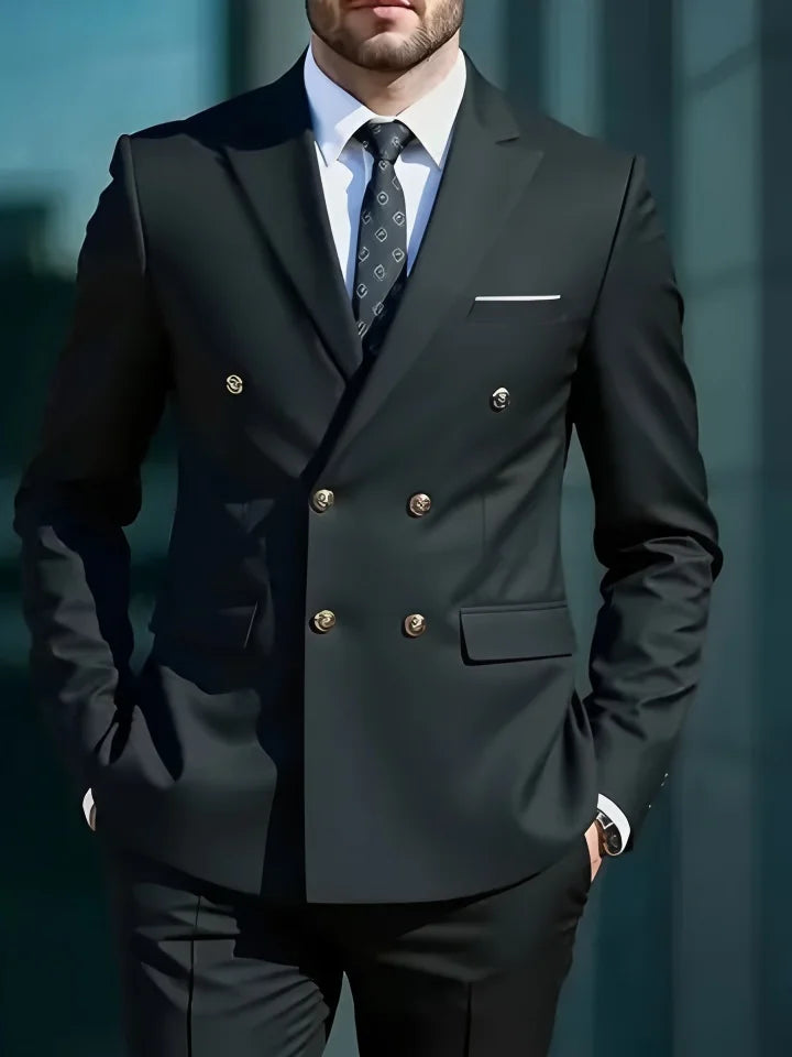 Men's Slim-Fit Double-Breasted Suit Set — product view