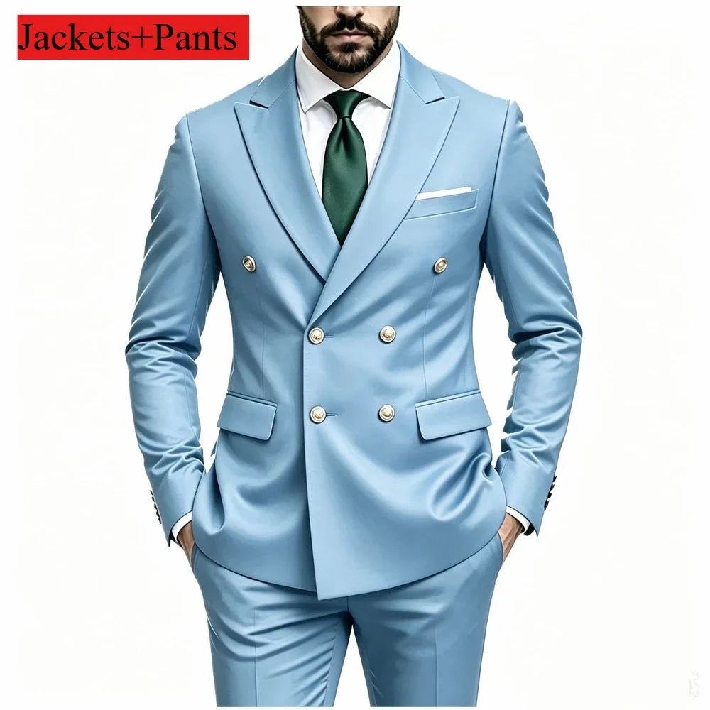 Men's Peak-Lapel Suit with Gold-Tone Buttons