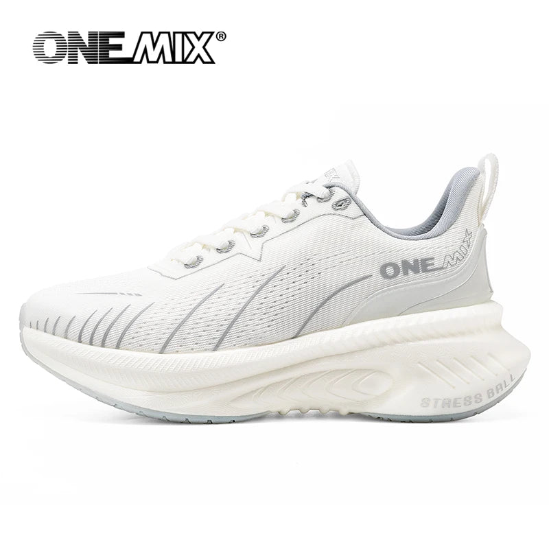 Unisex White Cushioned Running-Style Shoes