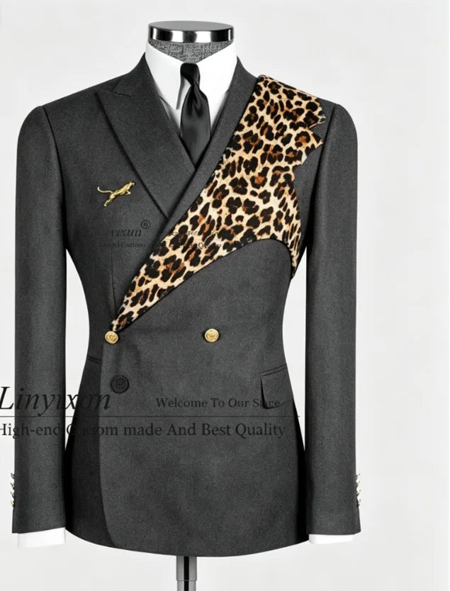 Men's Leopard Print 2-Piece Slim Fit Suit Set — product view